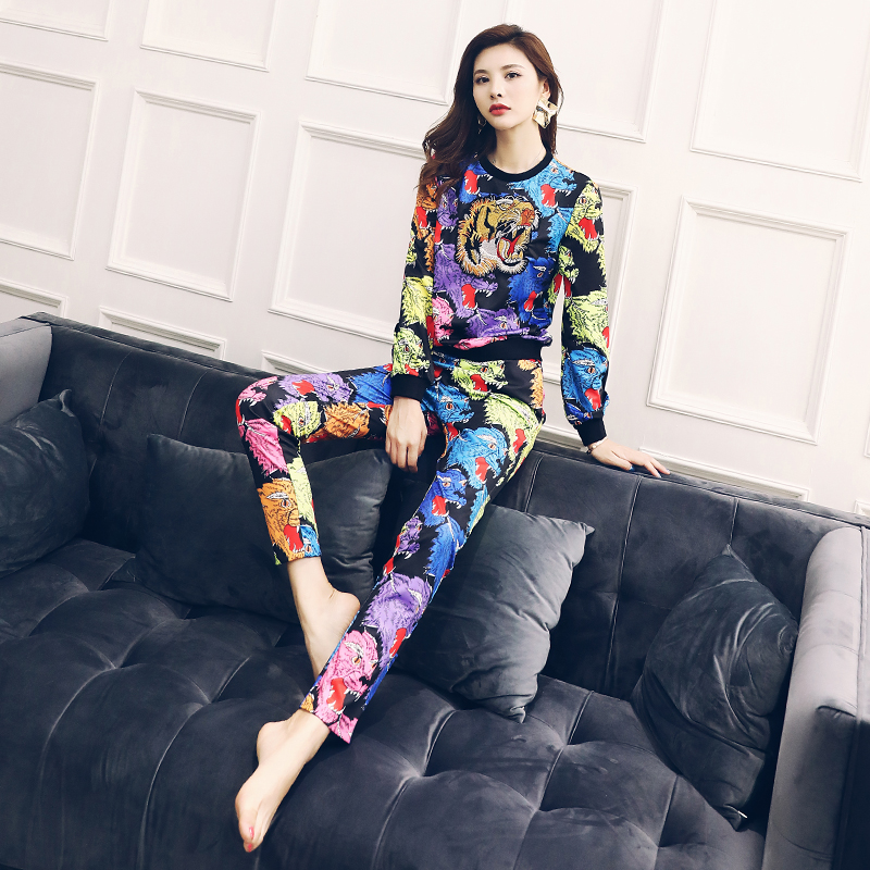 時尚網紅女休閑兩件套2018秋裝新款歐貨名媛時髦休閑衛衣褲子套裝