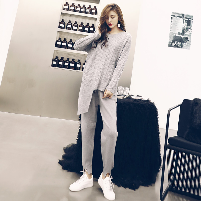 名媛氣質女秋裝2018新款早秋時髦套裝個性時尚長袖針織毛衣潮