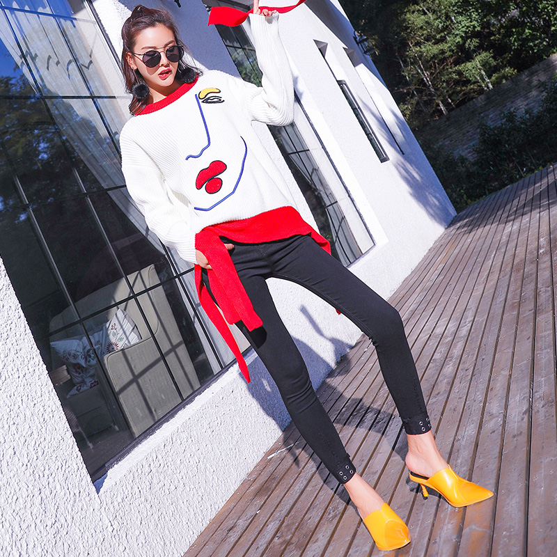 針織套裝女秋冬季時尚氣質修身網紅毛衣長袖上衣顯瘦褲子兩件套