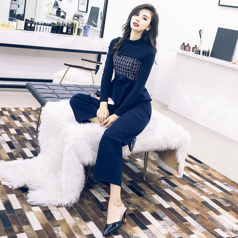 2018秋冬裝新款名媛chic港味初秋帥氣網紅女神范時尚兩件套裝褲潮