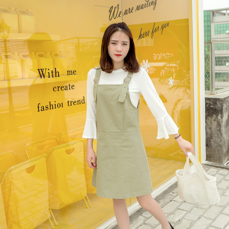 春夏裝新款韓版女裝背帶連衣裙顯瘦A字學生甜美中長款裙子潮